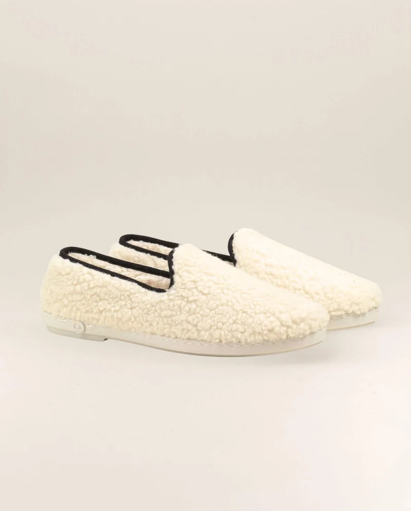 Chausson homme Bruson, bouclette de laine noir