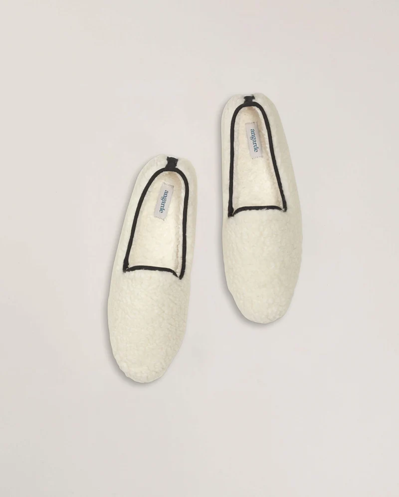 Chausson homme Bruson, bouclette de laine noir