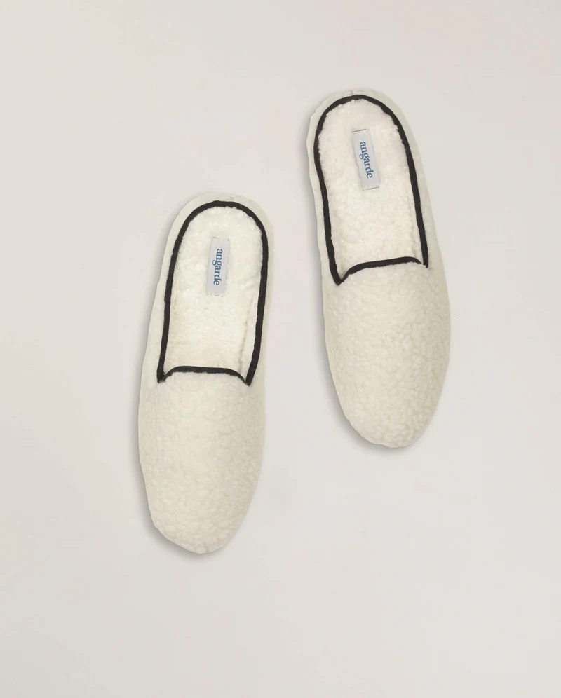 Mule homme Aime, bouclette de laine noir