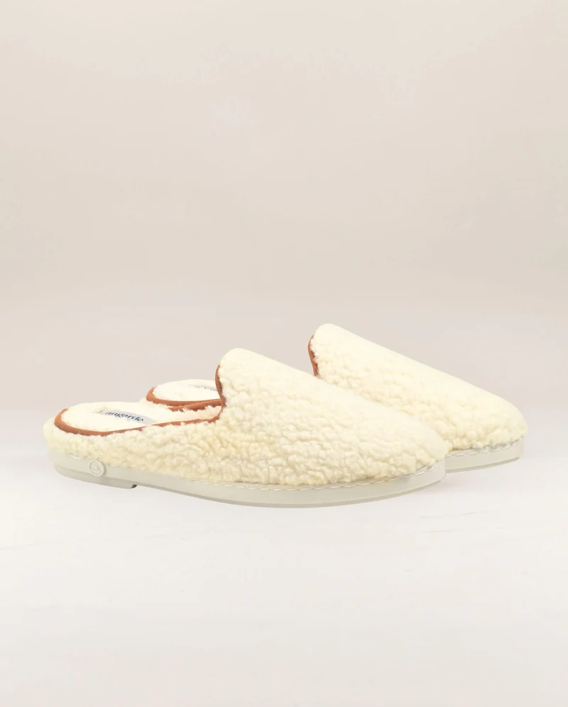 Mule homme Aime, bouclette de laine camel
