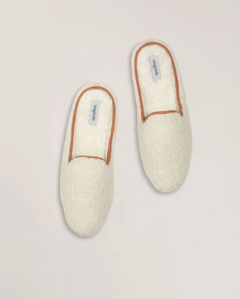 Mule homme Aime, bouclette de laine camel