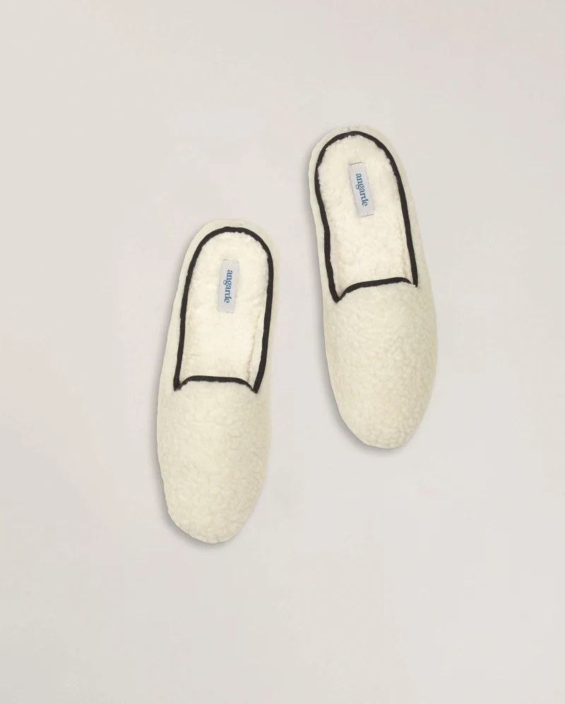 Mule femme Aime, bouclette de laine noir