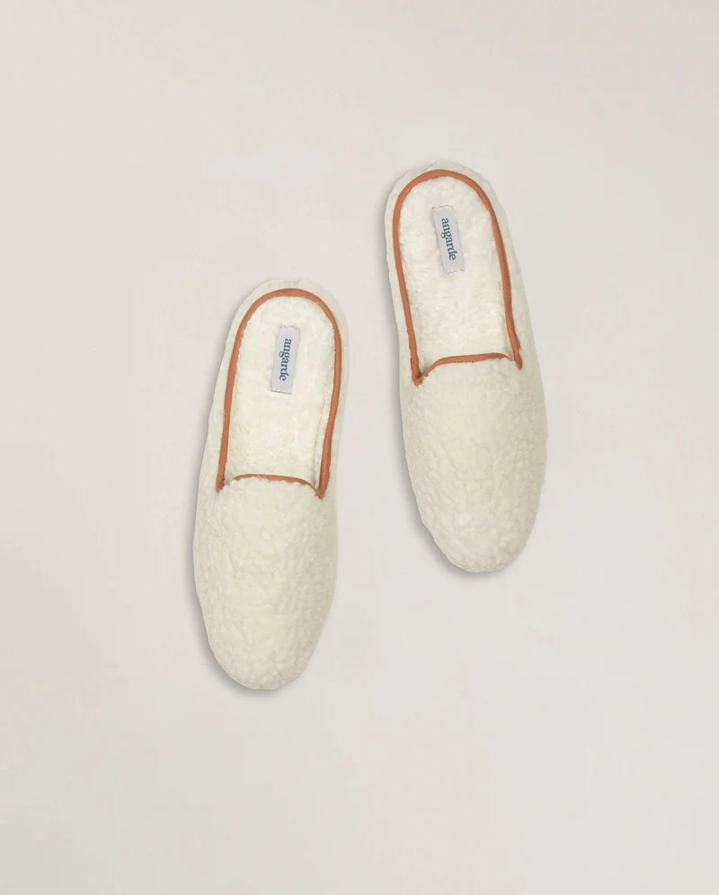Mule femme Aime, bouclette de laine camel