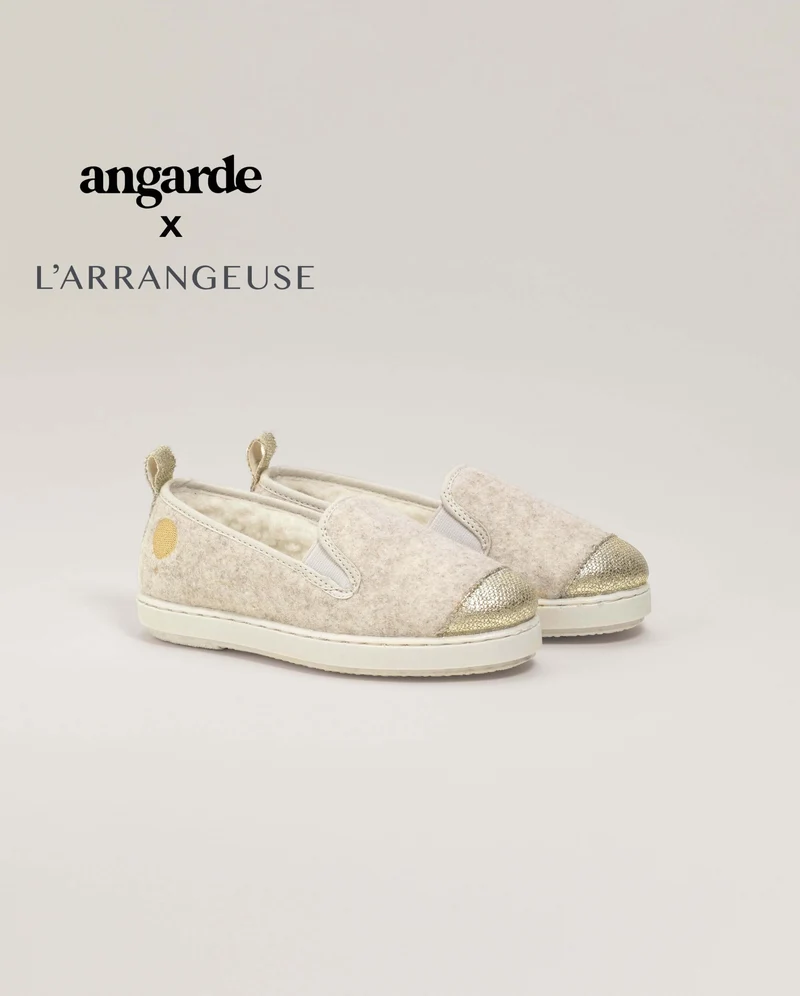 Chausson enfant Bruson, collab' x l'Arrangeuse beige doré