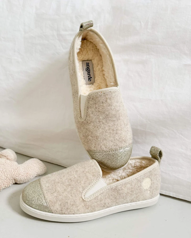 Chausson enfant Bruson, collab' x l'Arrangeuse beige doré