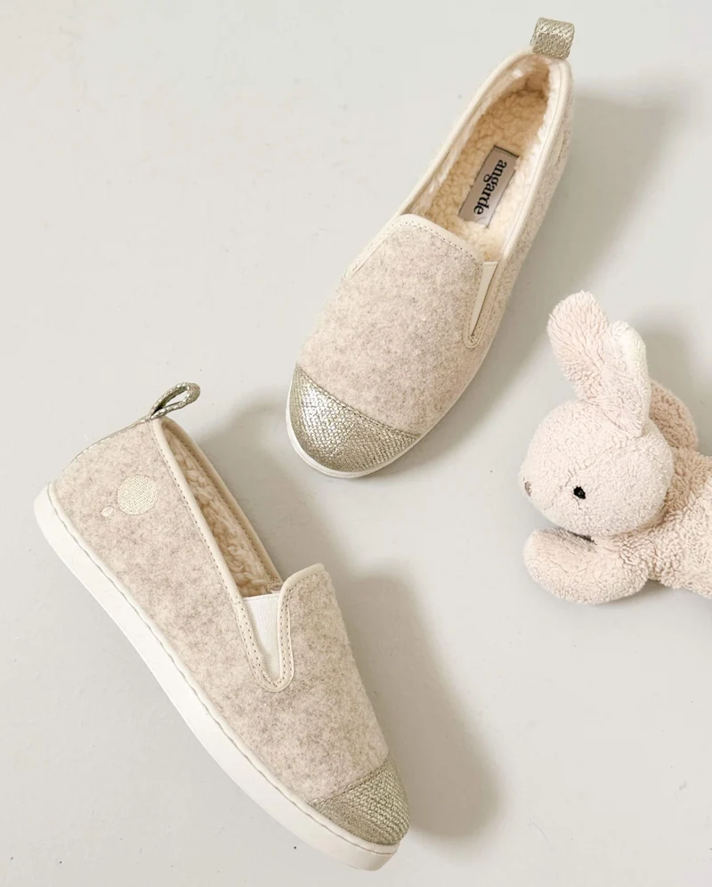 Chausson enfant Bruson, collab' x l'Arrangeuse beige doré