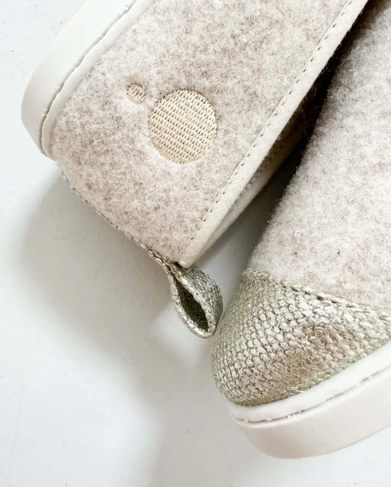 Chausson enfant Bruson, collab' x l'Arrangeuse beige doré