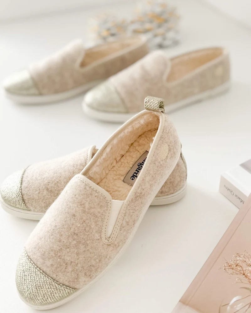 Chausson enfant Bruson, collab' x l'Arrangeuse beige doré