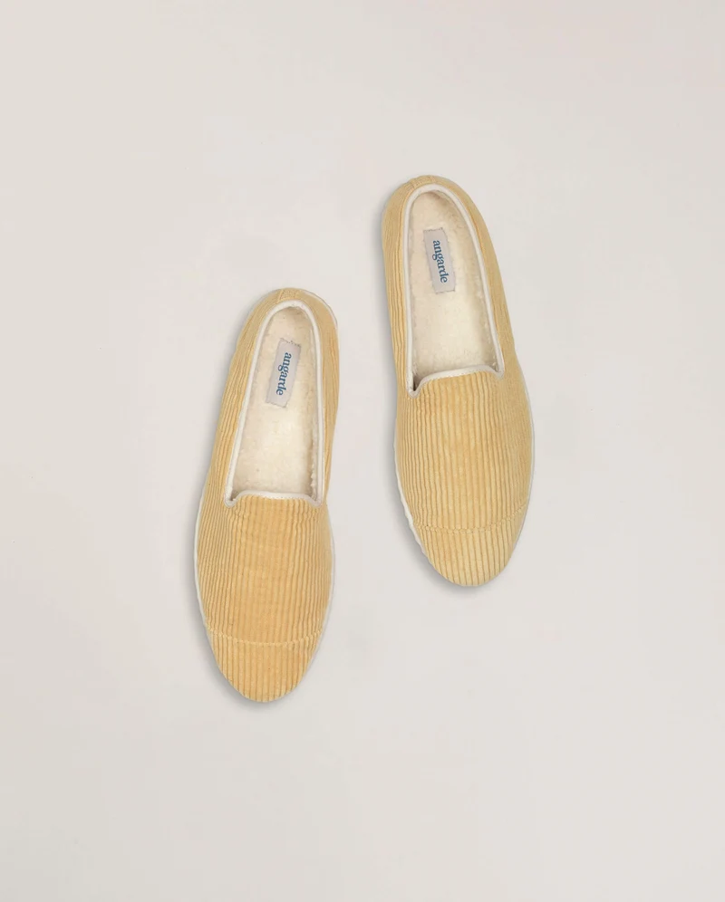 Chausson homme Bruson, velours côtelé jaune