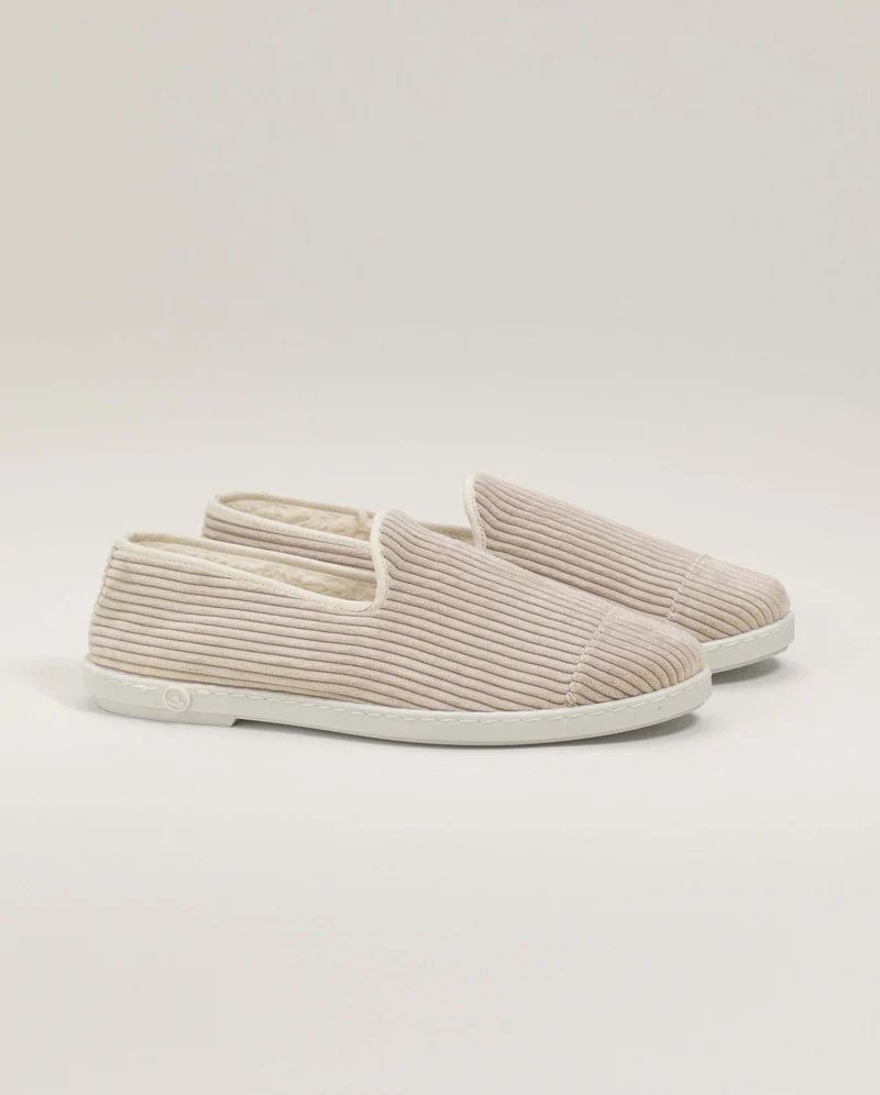 Chausson homme Bruson, velours côtelé beige