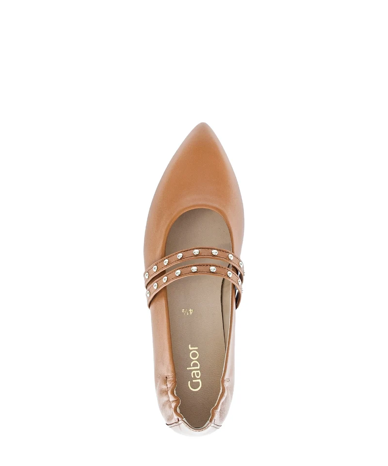 Ballerines cognac en cuir lisse