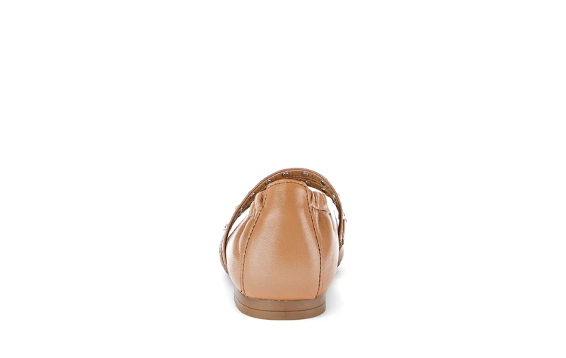Ballerines cognac en cuir lisse