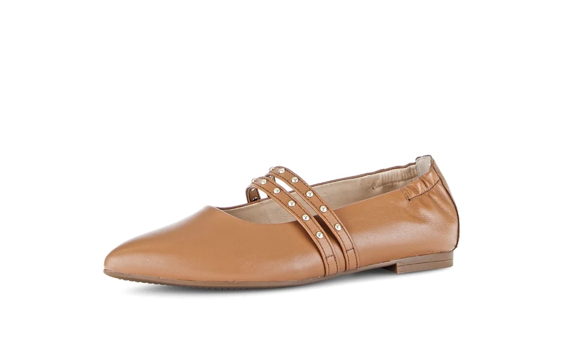 Ballerines cognac en cuir lisse