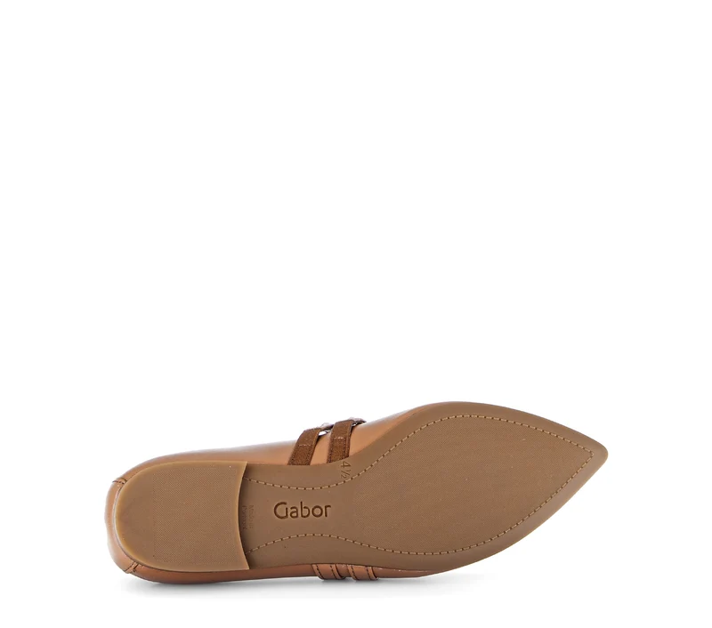 Ballerines cognac en cuir lisse