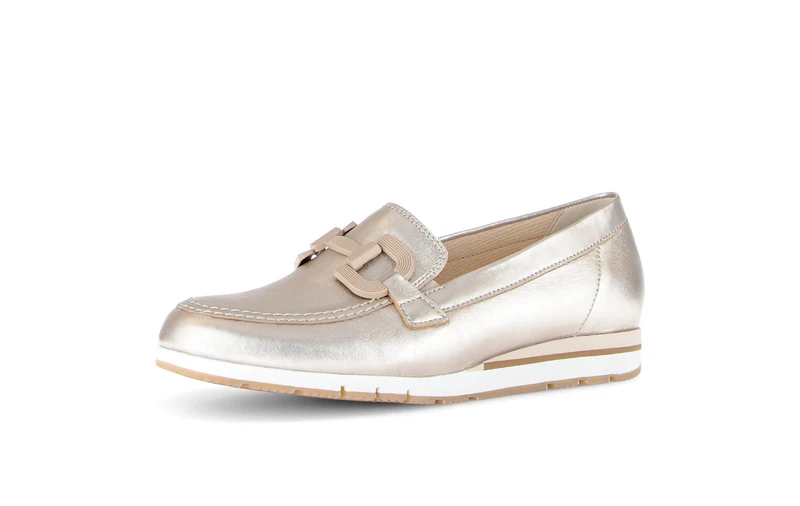 Mocassins dorés en cuir lisse