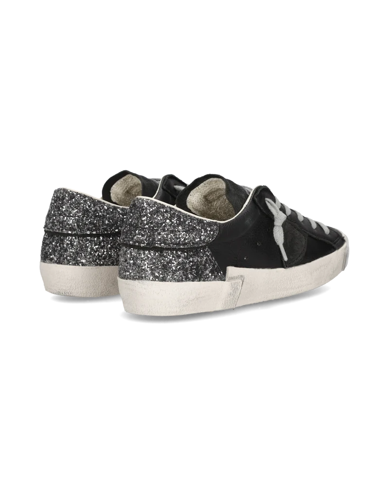 Sneakers Prsx Women with Glitter heel tab, Black Grey