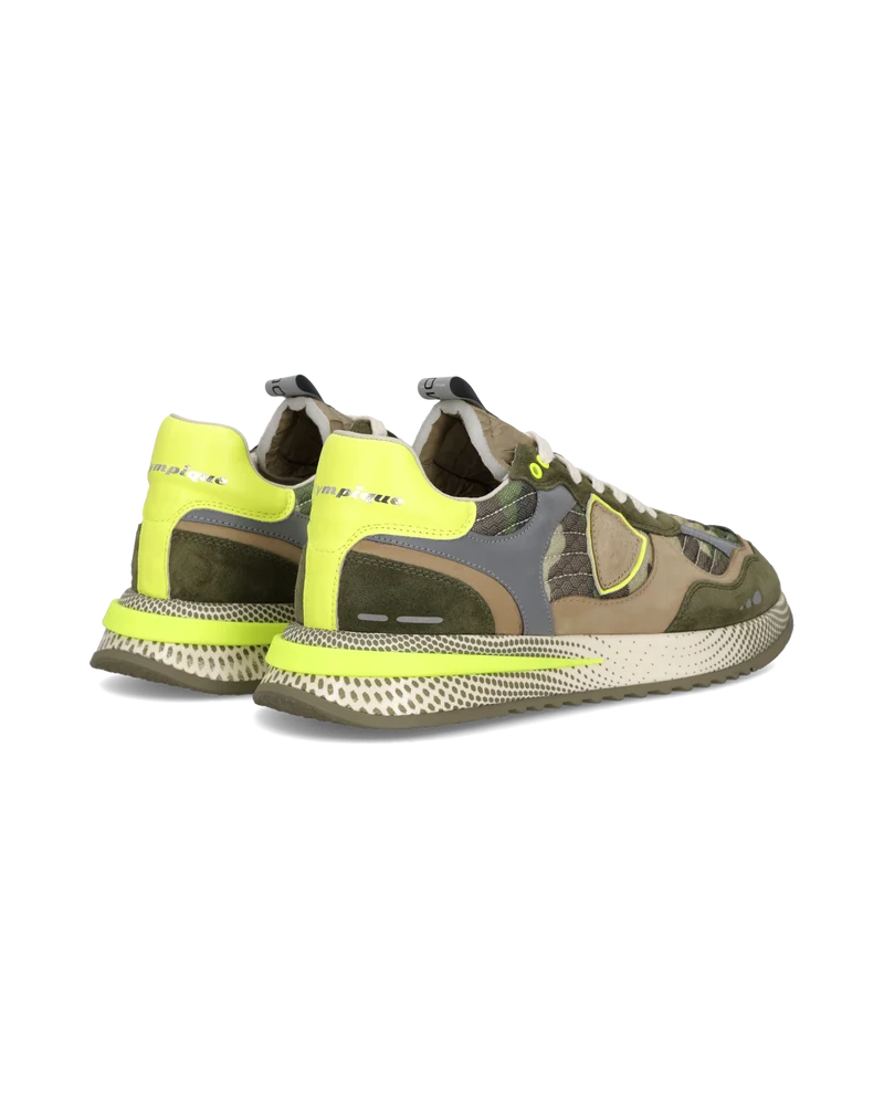 Sneakers Olympique Running Men, Military Green Yellow