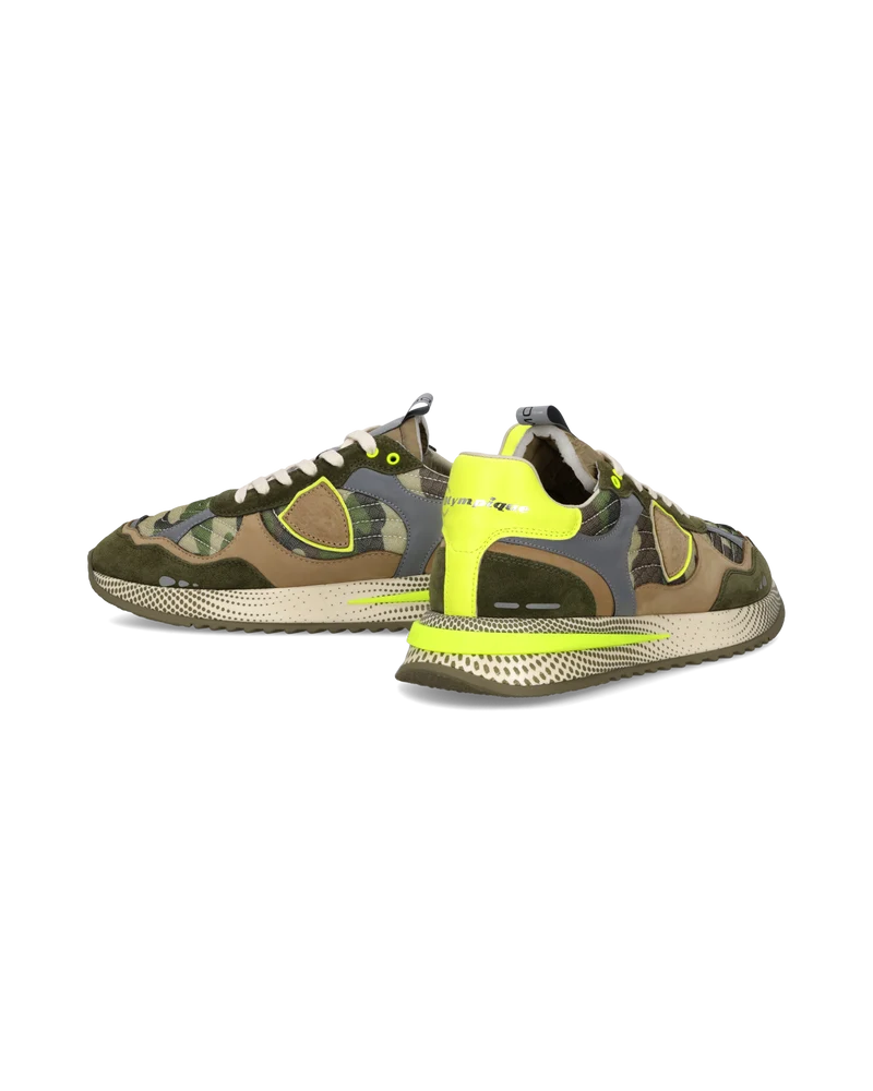 Sneakers Olympique Running Men, Military Green Yellow