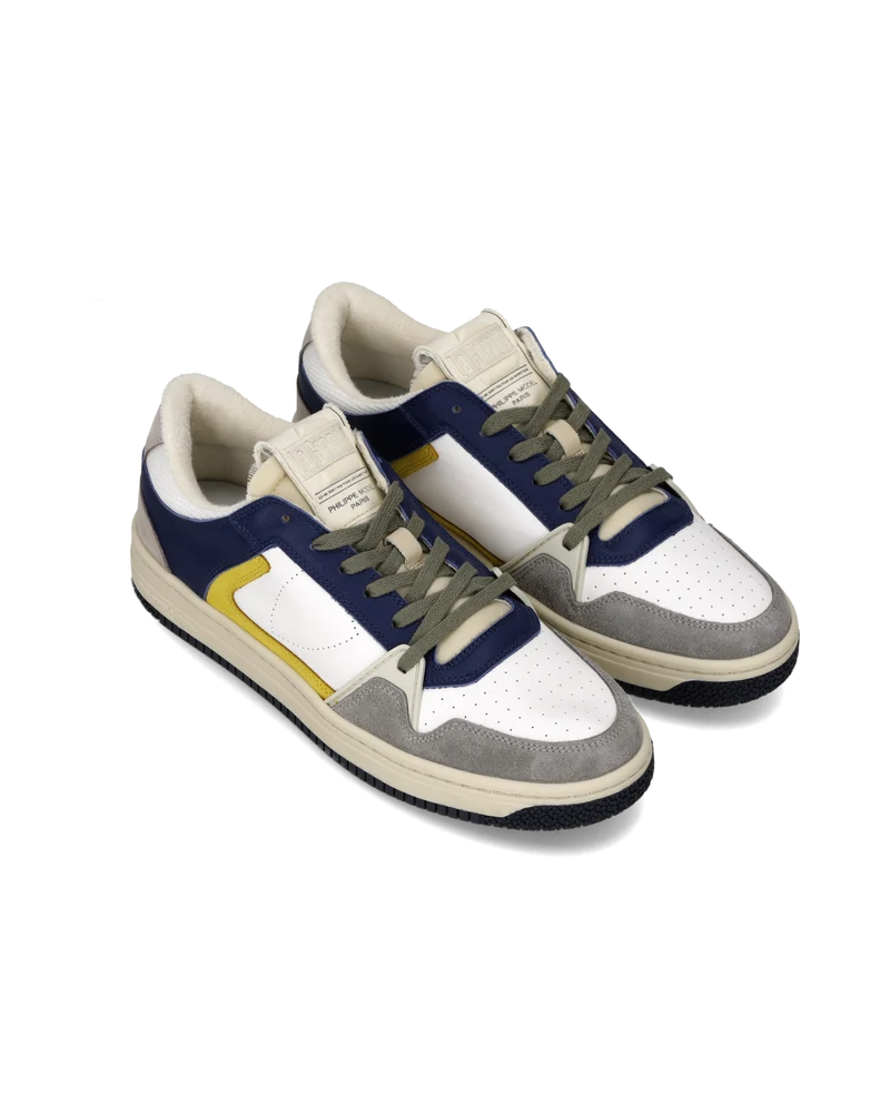 Sneakers La Grande Tennis Men, White Blue Yellow