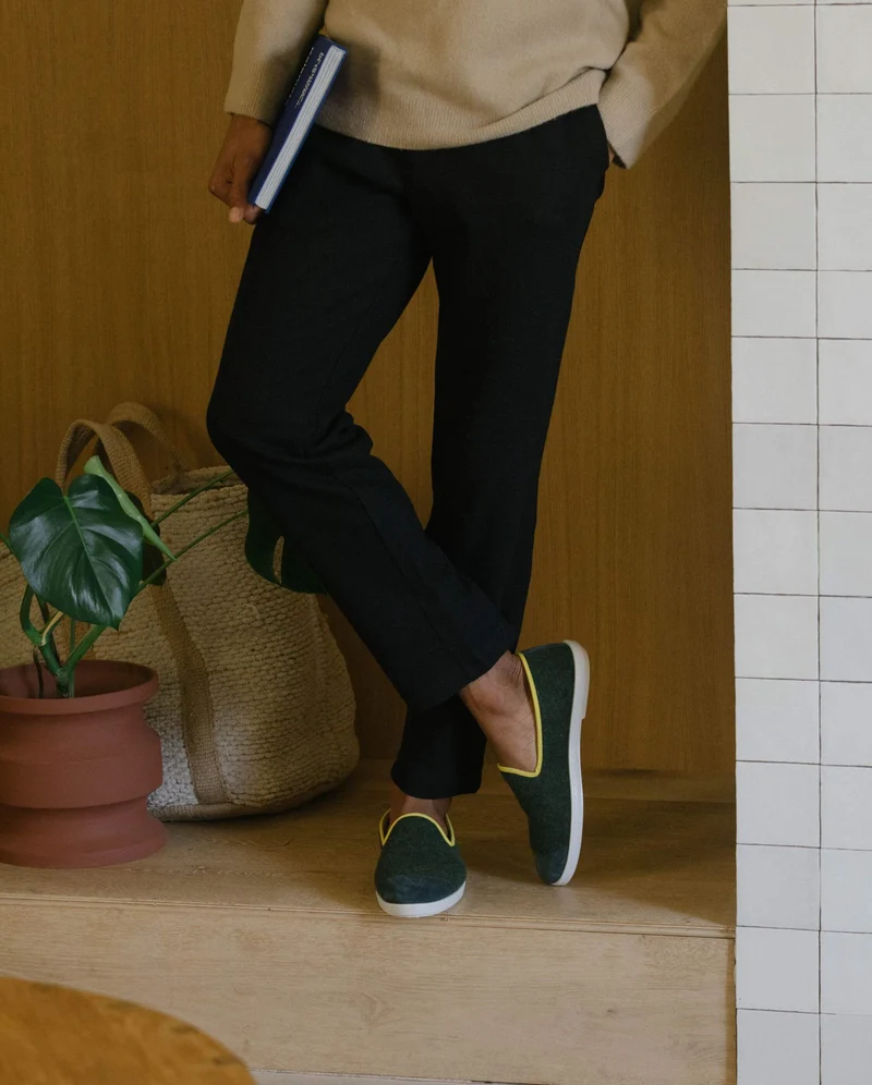 Chausson homme Bruson, laine vert jaune