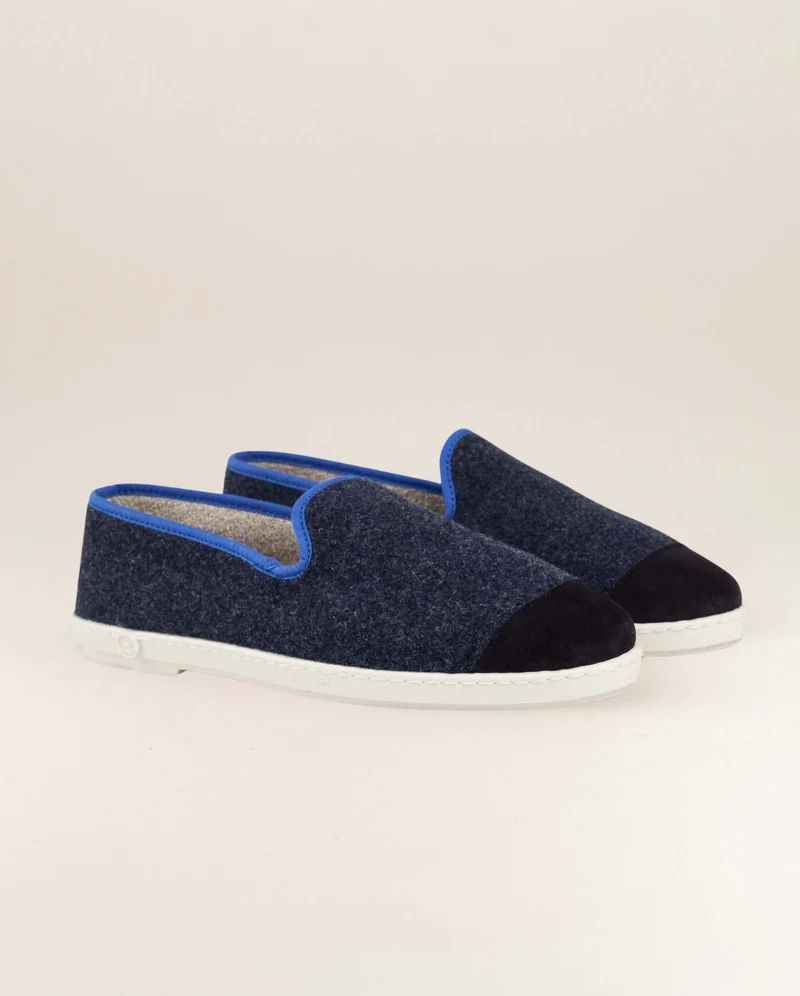 Chausson homme Bruson, laine marine océan
