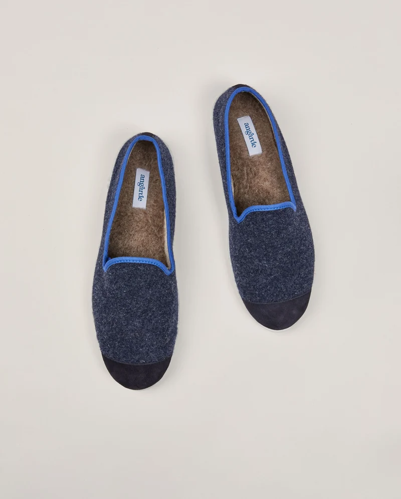Chausson homme Bruson, laine marine océan