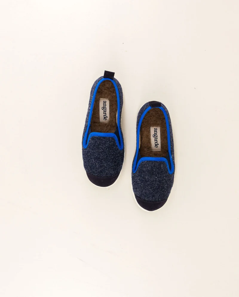 Chausson enfant Bruson, laine marine océan