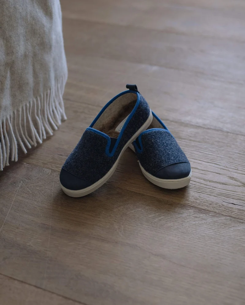 Chausson enfant Bruson, laine marine océan