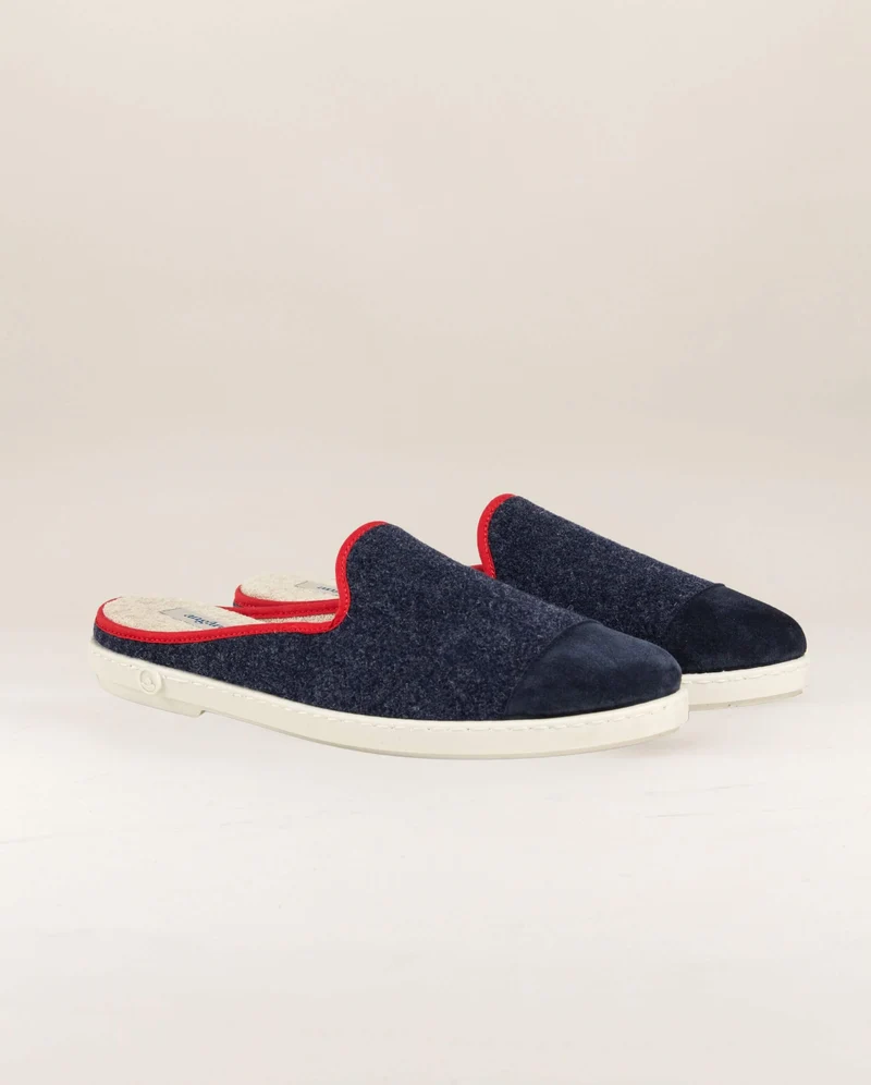 Mule homme Aime, laine marine rouge