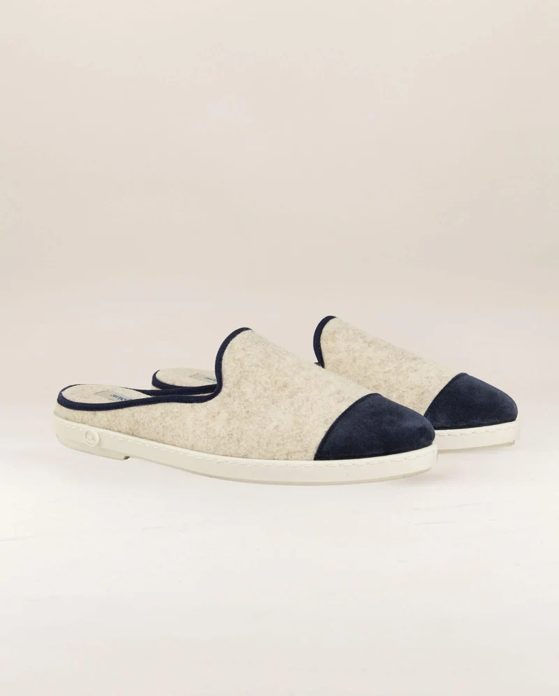Mule homme Aime, laine beige marine