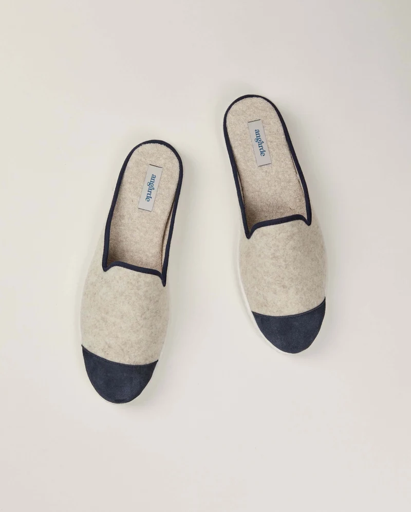Mule homme Aime, laine beige marine