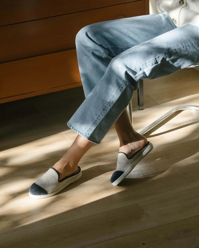 Mule femme Aime, laine beige marine