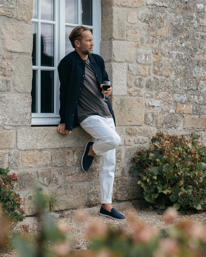 Chausson homme Bruson, laine bleu marine