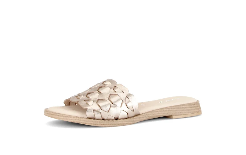 Mules dorées en cuir