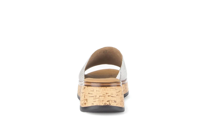 Mules beiges/argentées en cuir