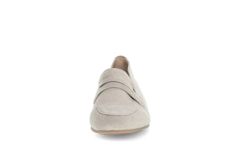 Mocassins beiges en cuir velours