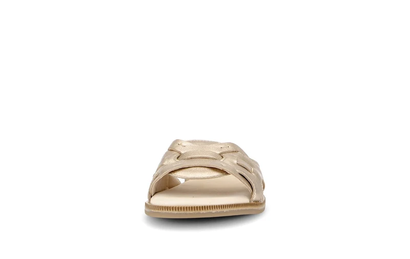 Mules dorées en cuir