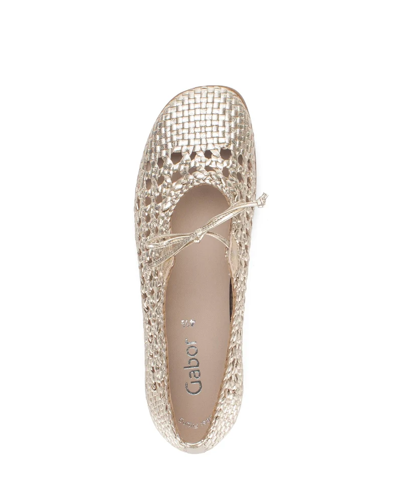 Ballerines dorées en cuir