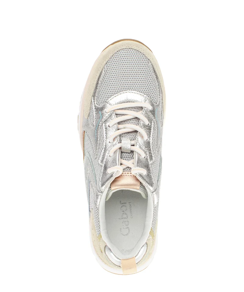 Baskets grises en cuir et textile