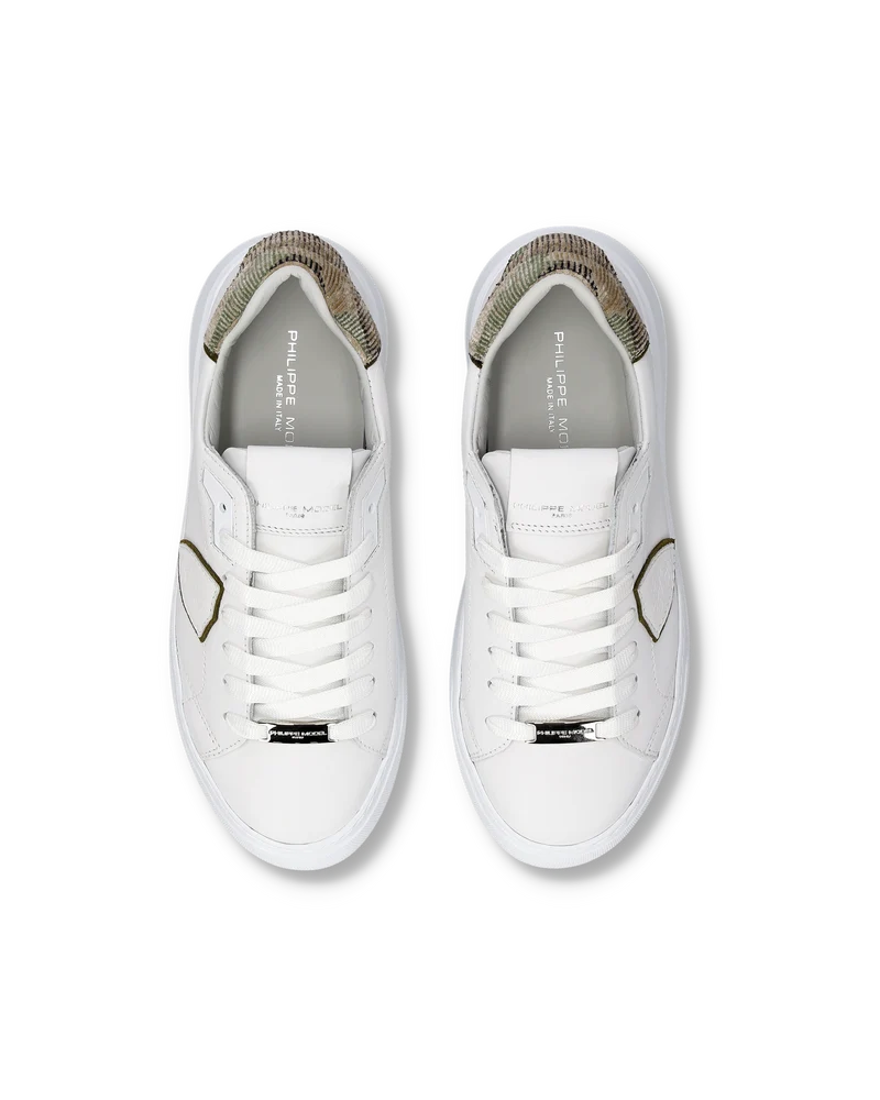 Sneakers Temple Tennis Women, White Camouflage