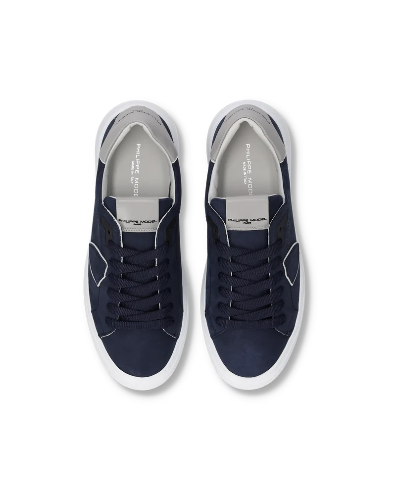 Sneakers Temple Tennis Men, White Blue Grey