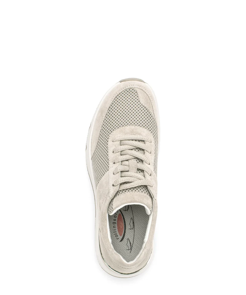 Baskets beiges en nubuck et textile