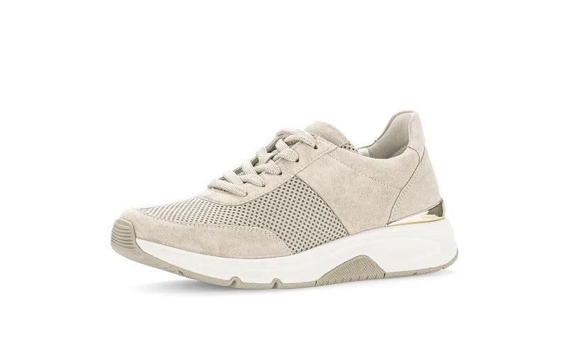 Baskets beiges en nubuck et textile