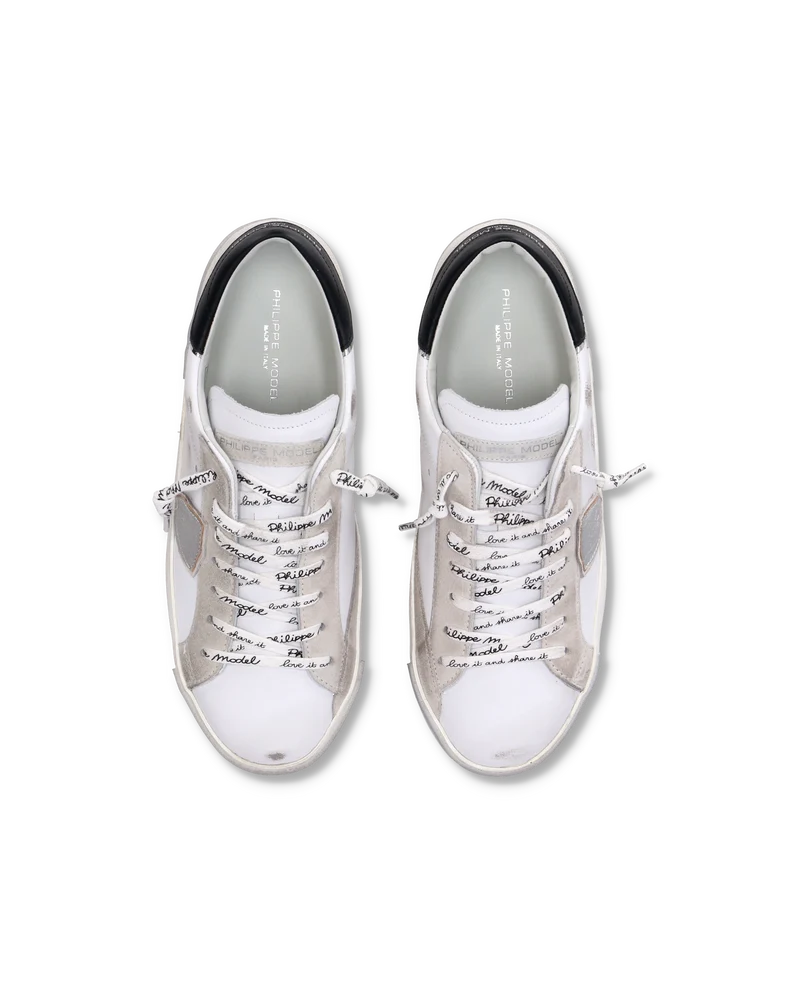 Men's Prsx Low-Top Sneakers in Leather, Silver White