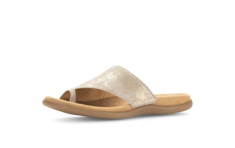 Mules beiges/reflets dorés en nubuck