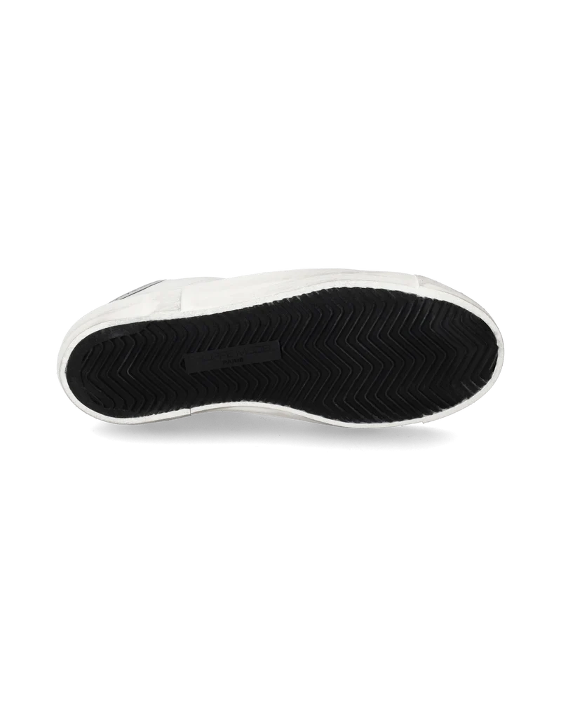 Women's Prsx Low-Top Sneakers in Leather with metallic touches, Silver White