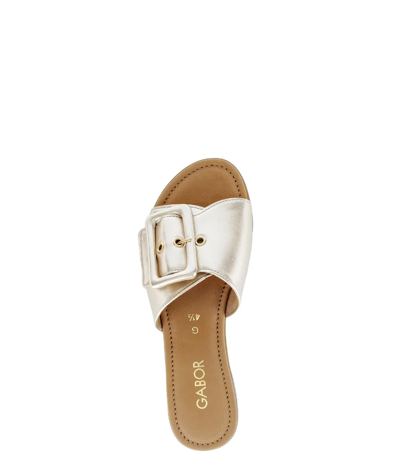 Mules dorées en cuir