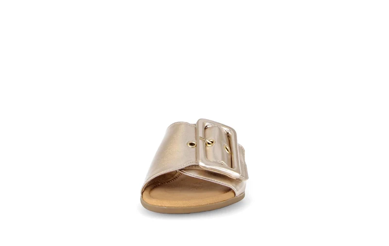Mules dorées en cuir