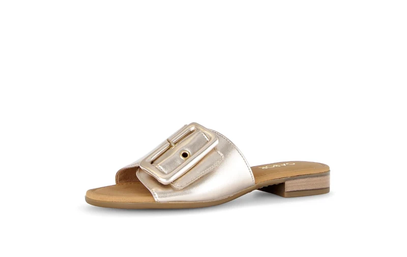 Mules dorées en cuir