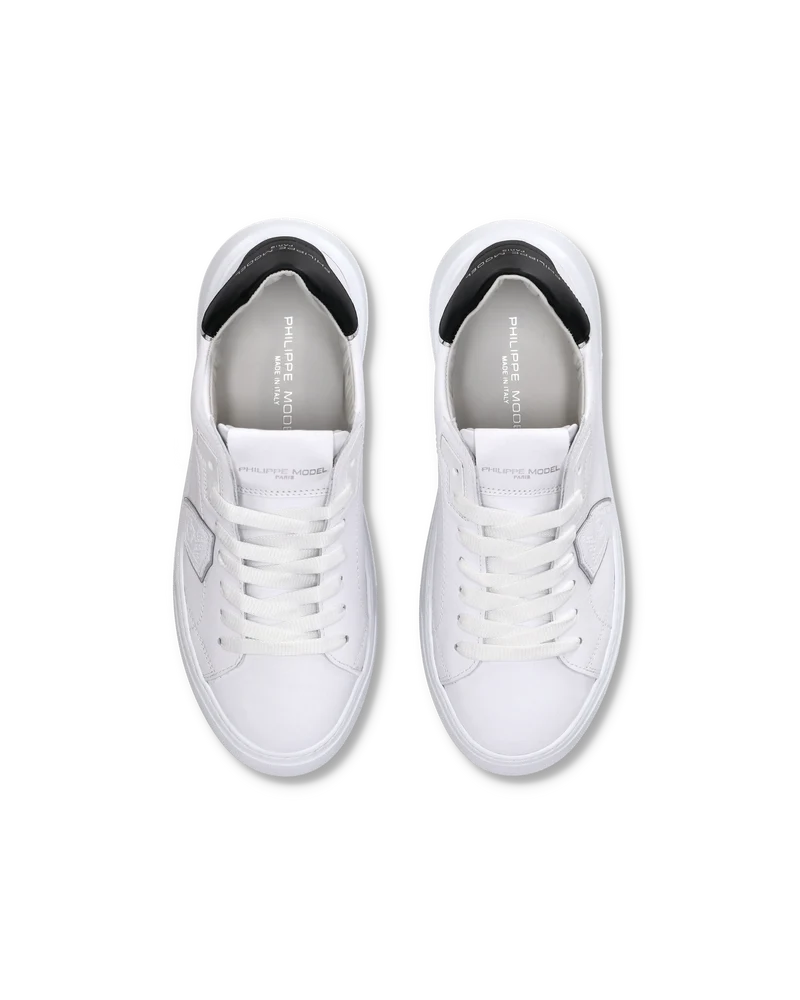 Women's Temple Low-Top Sneakers in Leather, White Black